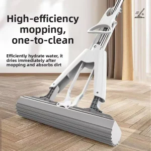 Household Cleaning Tools Foldable Handle Eco friendly Magic Melamine PVA Sponge Flat Mop with Squeezer for Floor Cleaning Tiles