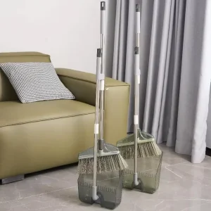 Household Cleaning Tools Long Handle Brooms Dustpans Plastic Broom and Dustpan Set with Extend Comb