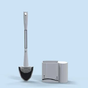 Household Cleaning Tools Silicone Sponge Toilet Brush Set with Plastic Gadgets Holder