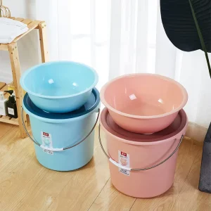 Household Cleaning Two-in-one Set of Portable Eco-Friendly Plastic Water Bucket and Wash Basin for Bathrooms and Kitchens