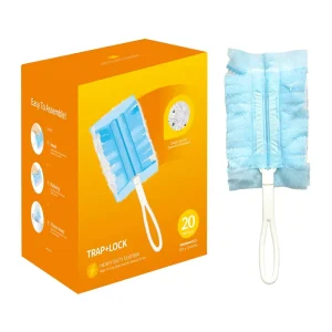Household Disposable Non Woven Fiber Square Duster Refills Bulk 20 Counts 1 Handle Per Box Eco Friendly Blue