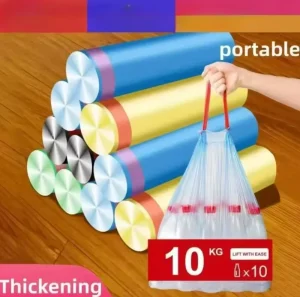 Household Disposable PE Drawstring Eco friendly Thickened Garbage Bags Colorful Kitchen Bathroom Storage