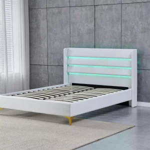 Household Double Bed King Size Super King Size Bed with LED Lights