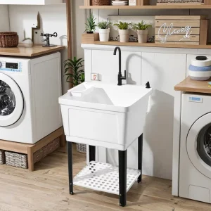 Household Durable Coating Washing Machines Bathroom Plastic Laundry Tub PP Utility Plastic Sink Utility Basin Accessory