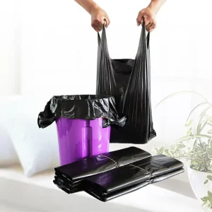 Household Durable Heavy Duty Cross tie PE T shirt Vest Garbage Bag on Roll Customizable in Stock