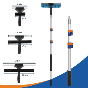 Household Efficient Cleaning Tools with Multiple Replaceable Heads 12ft Window Squeegee