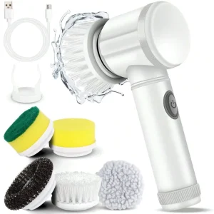 Household Electric 5 Replaceable Heads Handheld Cleaning Brush Dishwashing Cleaning Brushes
