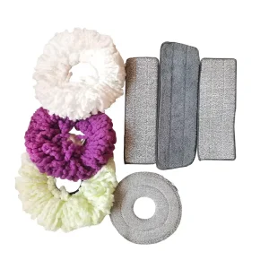 Household Flat Mop Cloth Rotating Absorbent Floor Mop Head with Magic Cleaning Handle for Home Use