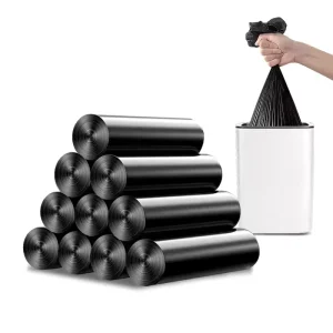 Household Flat Mouth PE Plastic Garbage Bag Black Thickened for Kitchen Living Room Office