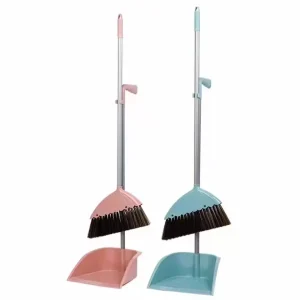 Household Floor Cleaning Broom and Dustpan Set with PP Plastic Long Handle Nylon Flagged Bristles