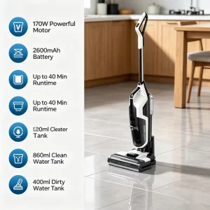 Household Floor Scrubber Sanitizing Electrolyzed Water Spot Spray Self Clean Edge Cleaning Hard Floor Washer