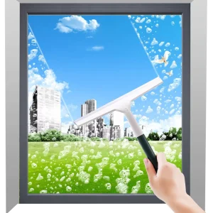 Household Glass Wiper with Widened Design Manual Cleaning Window Cleaner with Plastic Handle