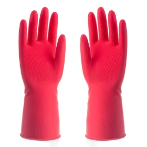 Household Glove Kitchen Gloves Hand Work Washing Dishes Gloves Dip Flocklined Latex 38-40g Custom Logo Thin Cleaning