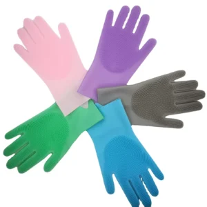 Household Gloves Home Scrubber Kitchen Clean Tool Reusable Magic Custom Color Dishwashing Silicone Rubber Gloves