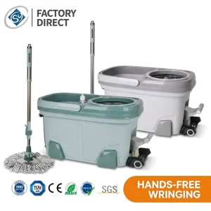 Household Green Clean 360 Rotating Floor Mop Bucket Set with Telescopic Handle