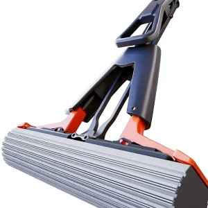 Household High Dehydration Rate Foldable Hands Free Stainless Steel Rod Telescopic Handle Absorbent Sponge Water Cleaning Mop