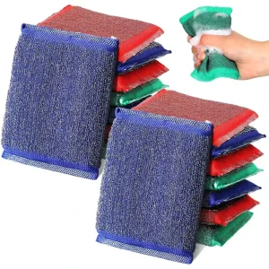 Household Kitchen Cleaning Microfiber Scouring Pads Custom Packaging Stainless Steel Dish Foaming Sponges
