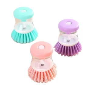 Household Kitchen Gadgets Innovative Cleaning Tool Plastic Kitchen Soap Dispensing Dish Scrubber Cleaning Brush