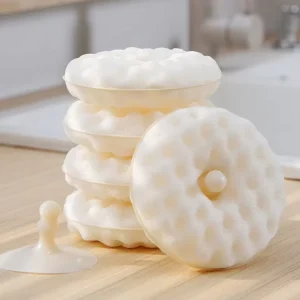 Household Kitchen Reusable Cotton Square Cleaning Sponge Suction Cup Double Sided Loofah Like Scouring Pad 3D Dishcloth Easy