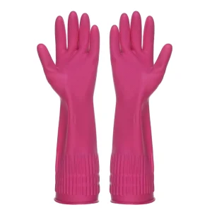 Household Kitchen Reusable Kitchen Cleaning Rubber Gloves Waterproof Dish Washing Long Latex Gloves