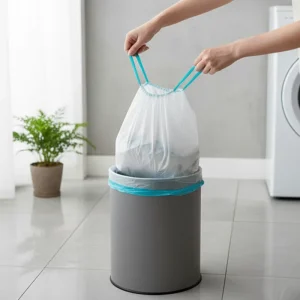 Household Large Capacity Recycled Plastic 30L 50L Colourful Draw String Trash Bags PE Bin Tall Kitchen Trash Garbage Bags
