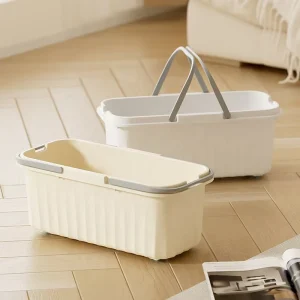 Household Large Capacity Thickened Rectangular Mop Bucket with Handle for High Volume Cleaning