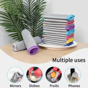 Household Microfiber Cleaning Cloth Lint-Free Quick-Dry Microfiber Glass Cloth for Window Glass Cleaning Towels