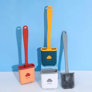 Household Mini Eco Friendly Silicone Toilet Brush Cleaner Tool Super Cleaning Ability Wall Mounted Holder Set 10 Pcs
