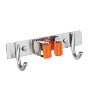 Household Mop Clip Holder Wall Mounted Stainless Steel Storage Mop Holder
