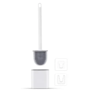 Household Non Perforated Wall Mount Silicone Toilet Brush Set Plastic Cleaner Cleaning Brush for Bathroom