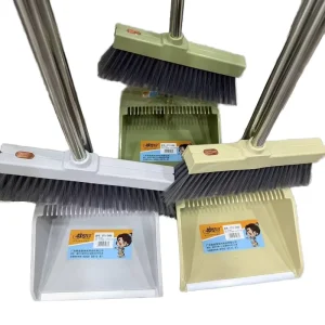 Household Non Stick Soft PP Bristles Broom Dustpan Set Eco Friendly Design Easy Clean Contemporary Style Indoor Use Plastic