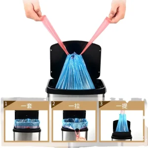 Household Office Disposable Drawstring Garbage Bag Automatic Closing Kitchen Leak proof Thickened Trash Bag