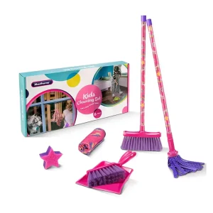 Household Plastic Broom Bristle and Dustpan Set Microfiber Mops Cloth Sponge Brush for Kids Children Cleaning Toys Set