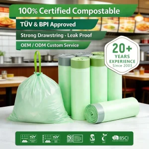 Household Products Biodegradable Compostable Drawstring Trash Garbage Bin Waste Bags OK Compost Home Certified