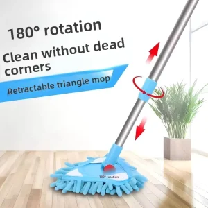Household Retractable Walls Kitchen Windows Ceiling Floors Triangular Telescoping Long Handle Cleaning Mop with Resin Head