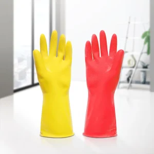 Household Reusable Rubber Gloves with Medium Thickness China Latex Kitchen & Hotel Gloves for Dishwashing and Cleaning