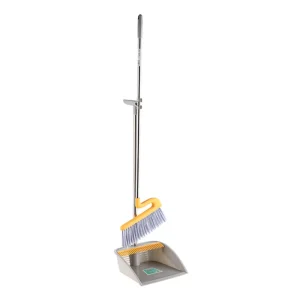 Household Rotatable Stainless Steel Plastic Brushes Long Handle Broom and Dustpan Cleaning Set
