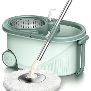 Household Rotating Mop Bucket Set Double Drive Dumping Dry Hand free Mop Large Size Microfibre Fabric Sustainable