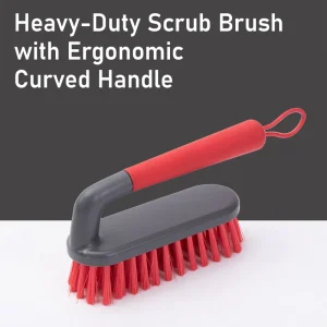 Household Scrub Brush with Red Handle Multi Use Surface Scrubbing Brush for Bathroom