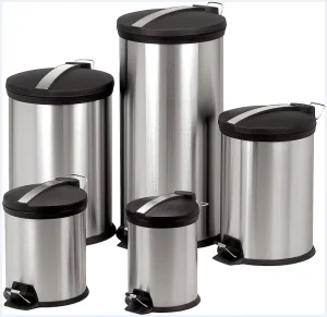 Household Simplicity Steel and PP Waste Bin with Lids Bathroom Trash Can with Foot Pedal for Office Kitchen Recycling Use