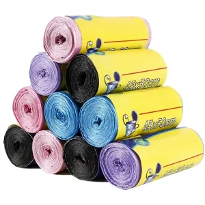 Household Single Roll Flat Mouth PE Trash Bags Thickened Continuous Roll Tear Along Disposable Colored Black 500 Count Garbage