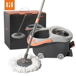 Household Spin Mop and Bucket Set with Microfiber Head for Hardwood and Tile Floor Care Easy Wash and Dry System