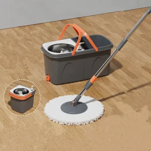 Household Spinning Square Separate Bucket Mop Set Hoisting Stainless Steel Telescopic Rod Microfiber Mop Self-Wringer 2 Mopheads