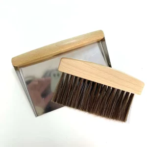 Household Table Cleaning Tools Wooden Broom and Dustpan Brush Set Metal Beech OEM Wood Head PET Hair