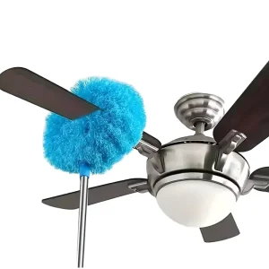 Household Telescopic Stainless Steel Pole Dust Removal Brush Microfiber Ceiling Fan Duster Cleaning Tool