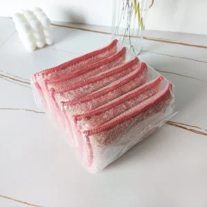 Household Thickened Double sided Steel Wire Cotton Scouring Pad Kitchen Cloth Dishwashing Sponge Wiping