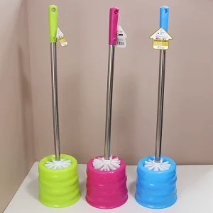Household Toilet Brush and Round Holder Replaceable Head Toilet Brush Bathroom Cleaning Brush with Base