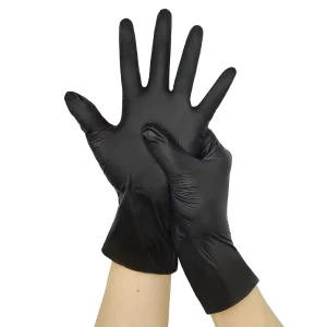 Household Vinyl and Nitrile Blended Gloves Waterproof Dishwashing Oil proof Black Disposable Synthetic Gloves for Cleaning