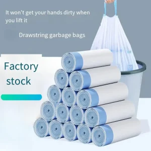 Household White Drawstring Garbage Bag Kitchen Thick Hand held Plastic Bag Dormitory Large Garbage Bag