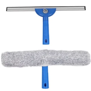 Household Window Squeegee and Microfiber Scrubber for Indoor and Outdoor Window Glass Multi-Purpose Car Windshield Cleaning